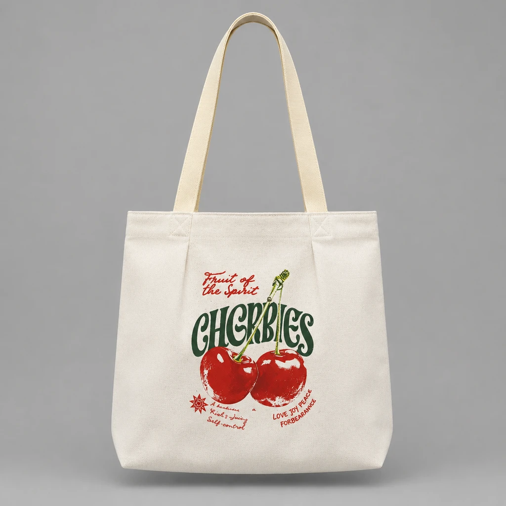 توتبگ کتان طرح گیلاس (Cherries)