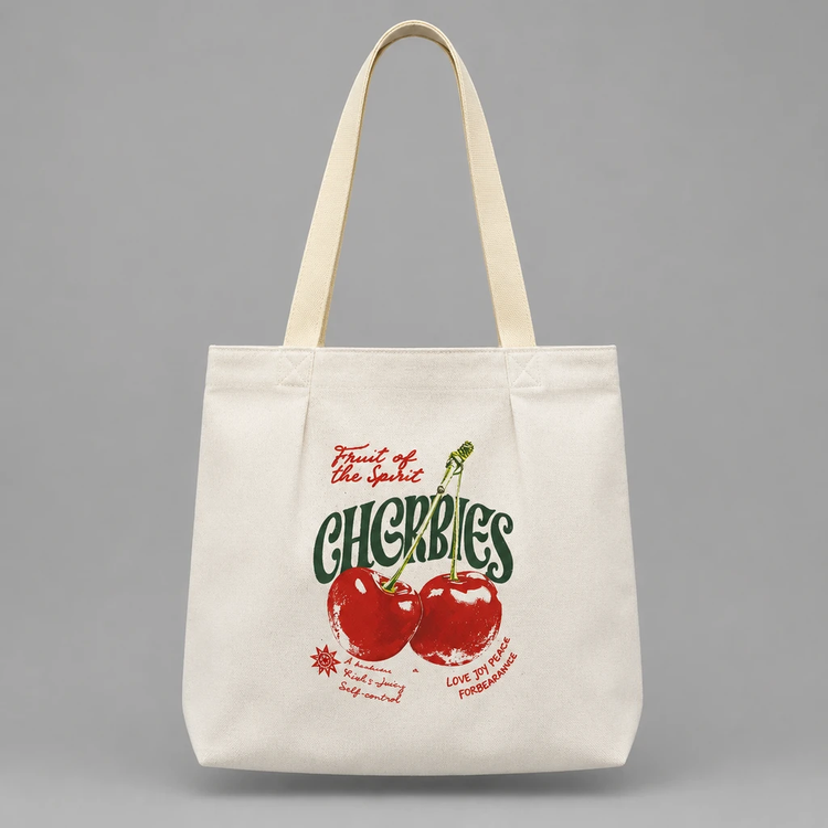 توتبگ کتان طرح گیلاس (Cherries)