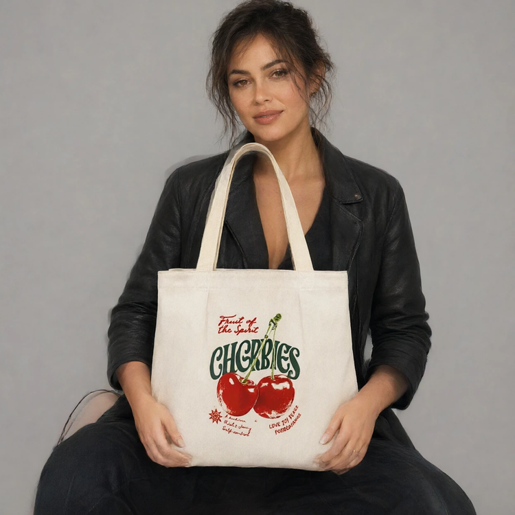 توتبگ کتان طرح گیلاس (Cherries)