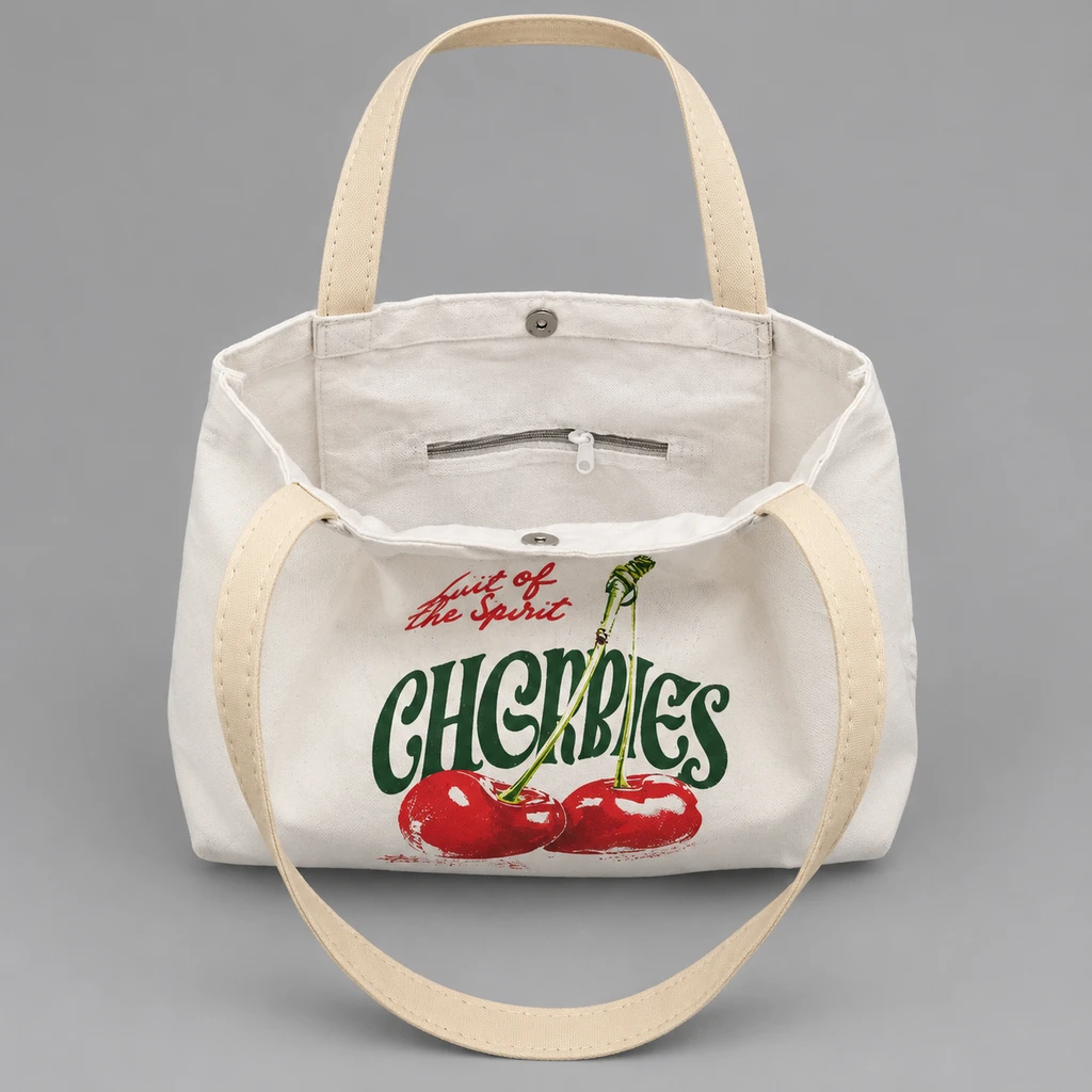 توتبگ کتان طرح گیلاس (Cherries)